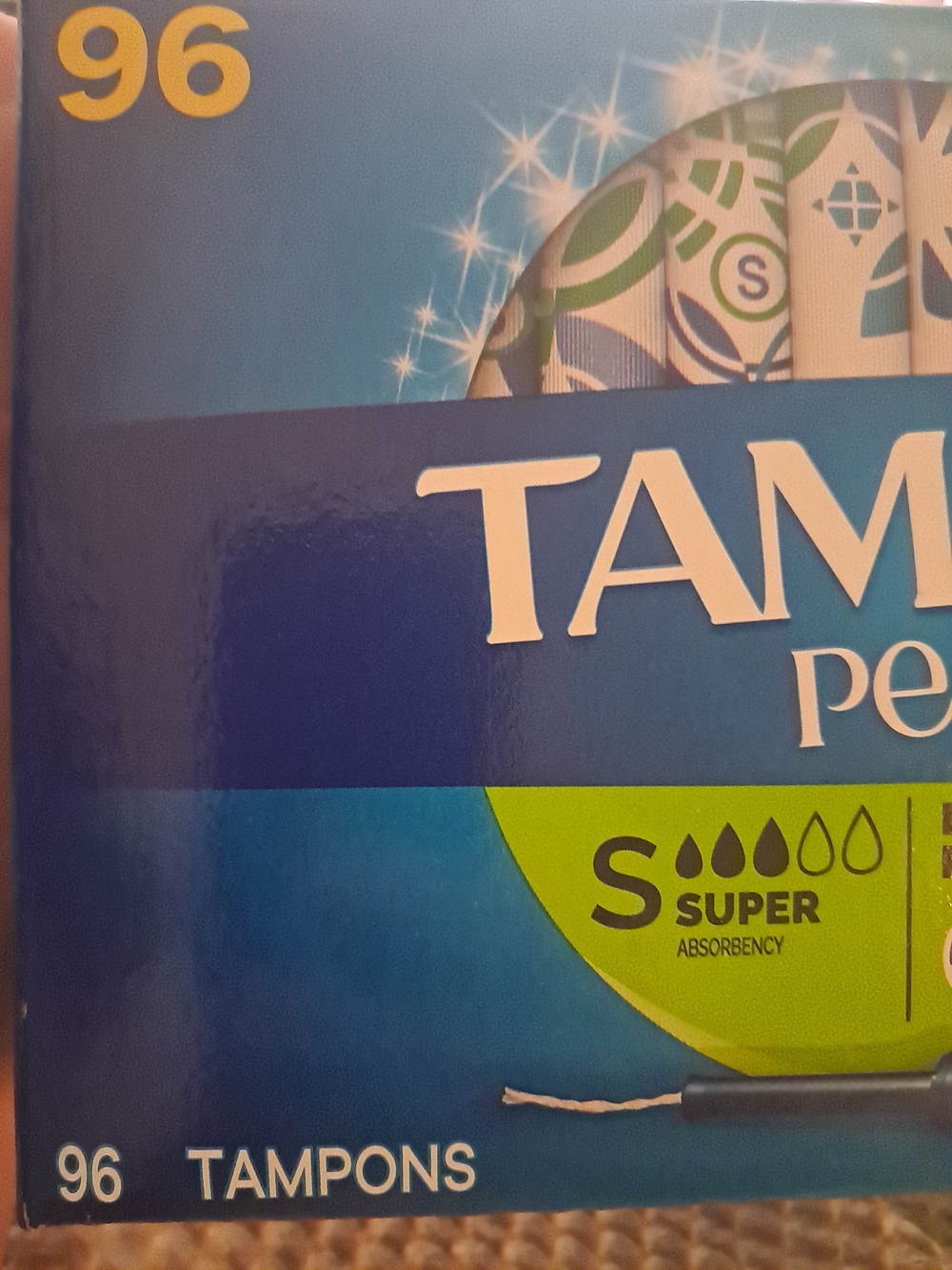 Tampax Pearl Super Tampons - Blue & Green Box (96 Count) - Picture 7 of 8